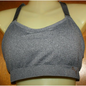 PUMA Padded Gray Racer Back Sports Bra Elastic Band Womens Sz. Medium Activewear